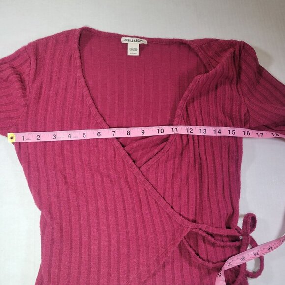 Billabong Women Faux Ribbed Wrap Long Sleeve Cotton Sweater Top Size XS - Picture 6 of 10